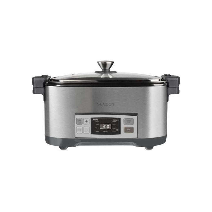 SENCOR SPR 5500SS Slowcooker, 1350 Watt, Kochbehälter, 4 einstellbare Kochfunktionen, Edelstahl