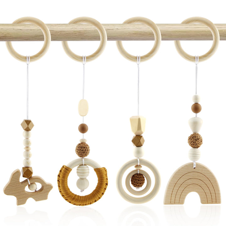 Spielbogen Baby Spielzeug ab 0 Monate Spielbögen Baby Gym Anhänger Holz 4 Stück Spielebogen Babies T