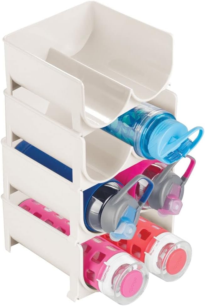 mDesign 4er-Set modernes Weinflaschenregal – stapelbares Flaschenregal für Wasserflaschen und Trinkf