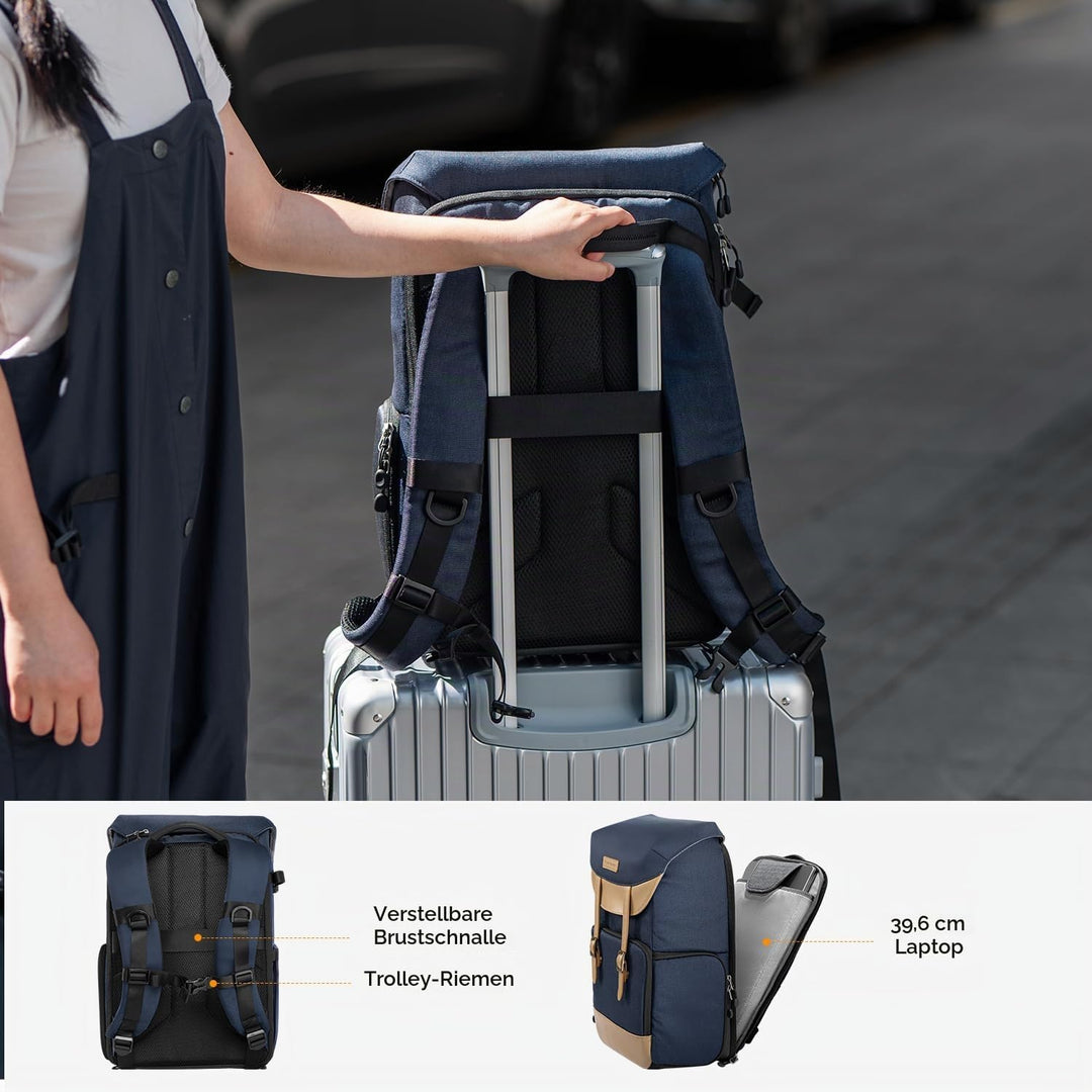 K&amp;F Concept Kamerarucksack Rolltop 20L Fotorucksack Wasserdicht Robuste Rucksack-Stofftaschen aus St