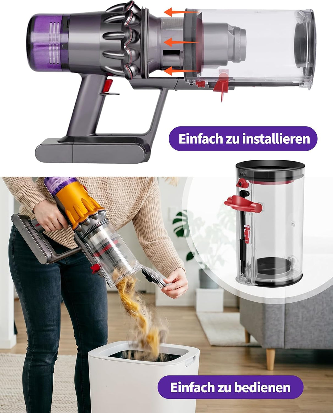 Staubbehälter für Dyson V15 V11 Ersatzteile für Dyson Staubsauger Zubehör Auffangbehälter SV14 SV15