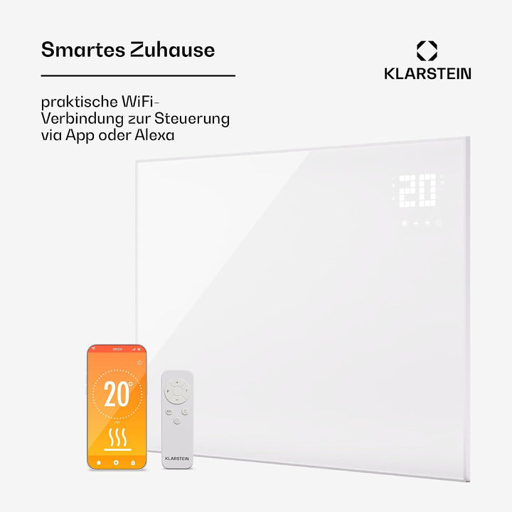 Klarstein Infrarotheizung mit Thermostat, 980W Elektroheizung, Smart Home Bild-Infrarotheizung zur W