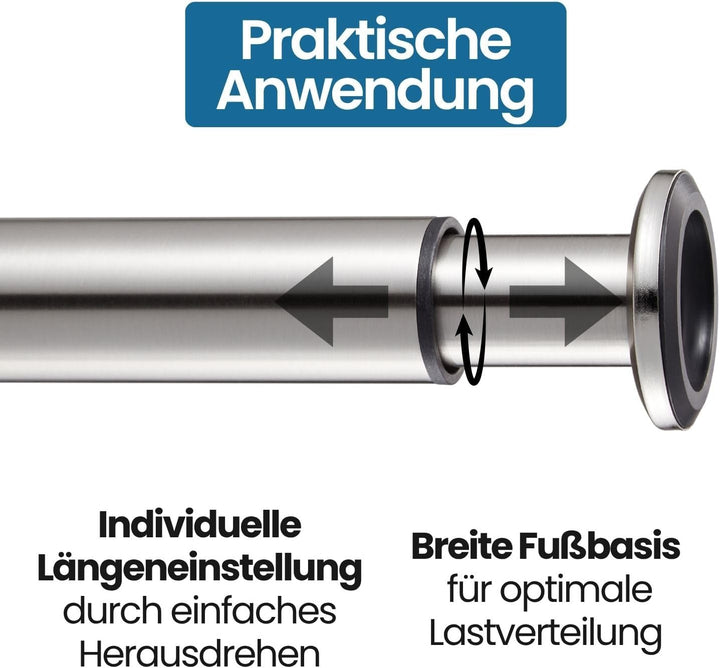 Stahlia Möbelfüsse verstellbar Tischbeine Metall Edelstahl Optik 120-190mm (4er Set) Ø38mm Bettfüsse