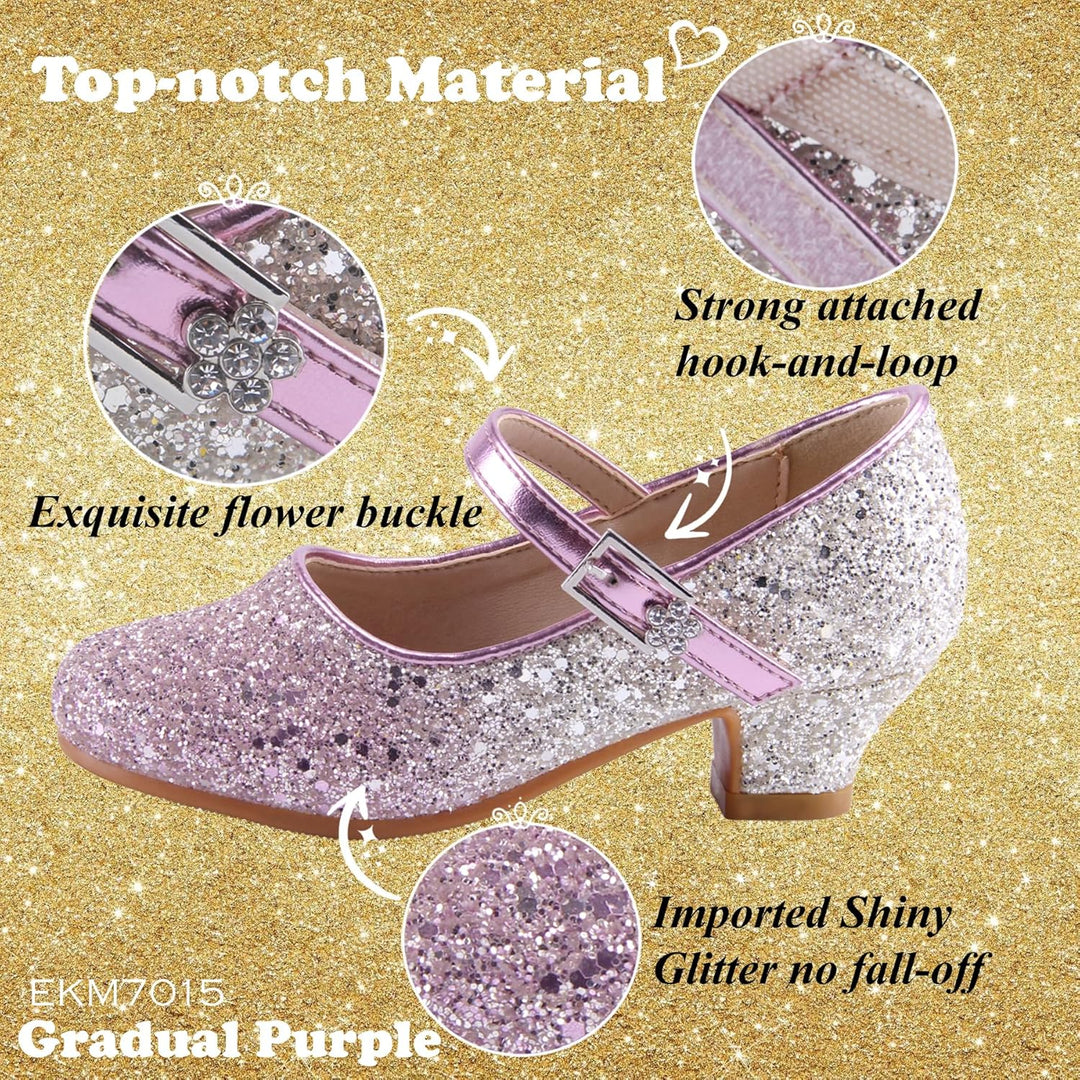 EIGHT KM - Mädchen High Heel Kleid Schuhe - Mary Jane Prinzessin Hochzeit Pumps - Funkelnder Glitzer