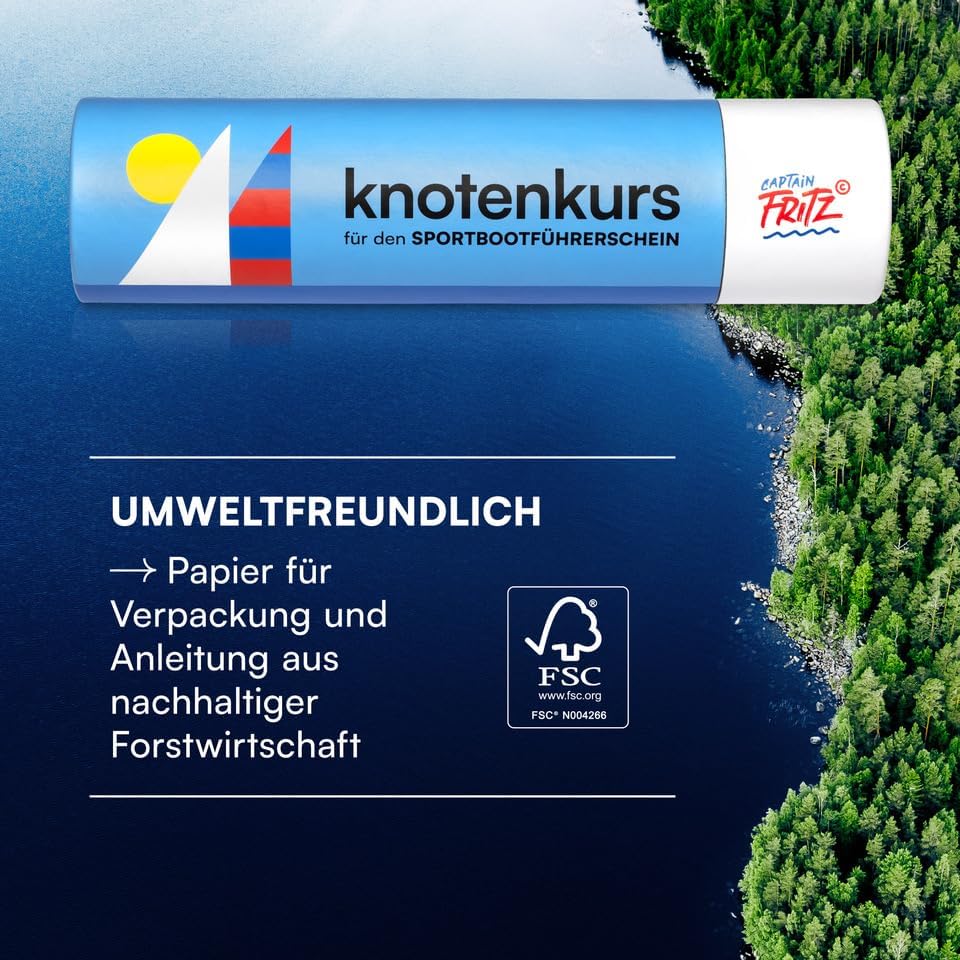 Knoten Übungsset mit Lernvideos für SBF See, SBF Binnen, Segelschein und Bodenseeschifferpatent, ein