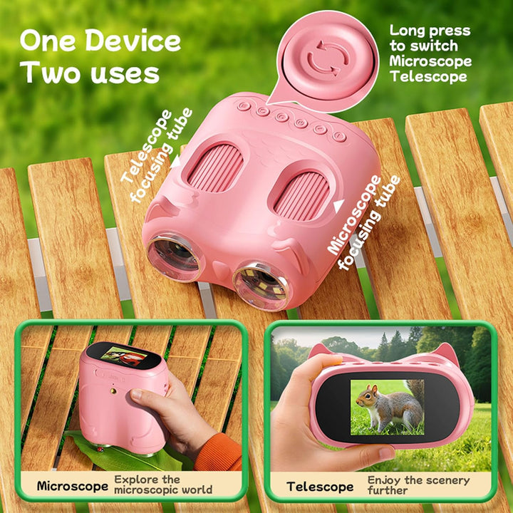 2 in 1 Mikroskop und Teleskop, Mikroskope für Kinder, tragbares Taschen Mikroskop, 1000 x Handmikros