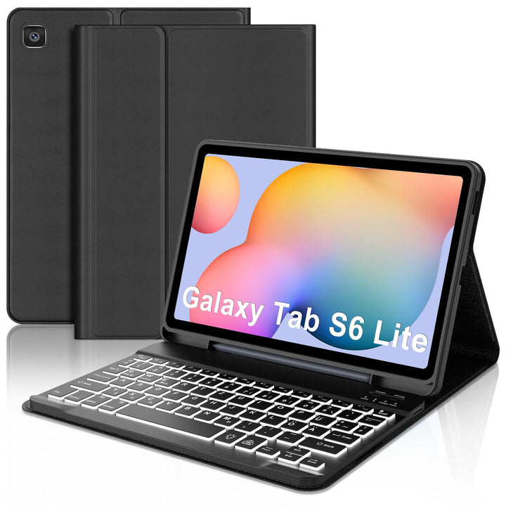 Hülle mit 7-Farben Beleuchteter Deutscher Tastatur für Samsung Galaxy Tab S6 Lite (2020/2022/2024) 1