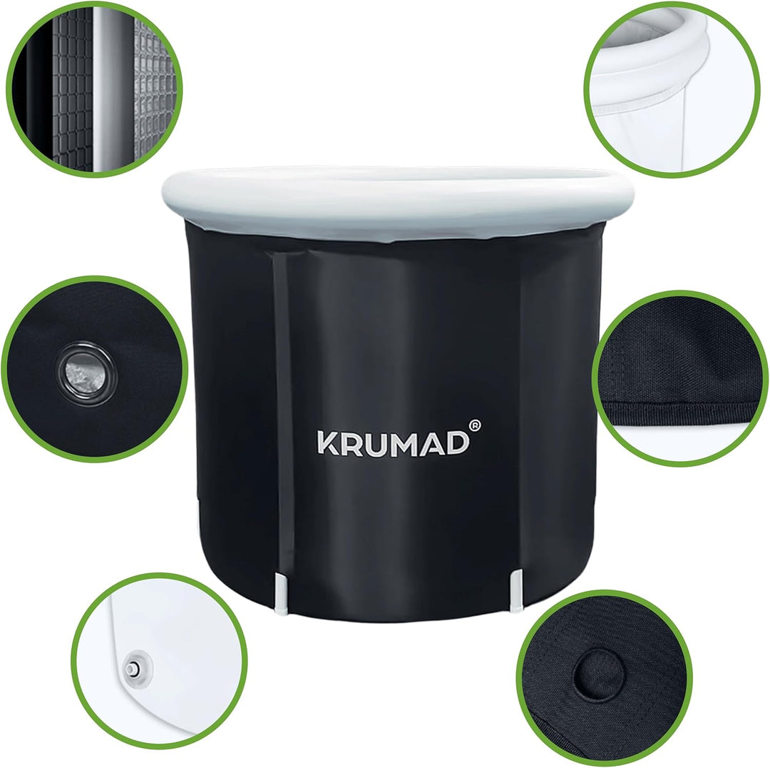 Eistonne 320 L – Faltbare Badewanne Erwachsene – Outdoor Kaltbad Wanne mit Pumpe, Abdeckung, Ventil