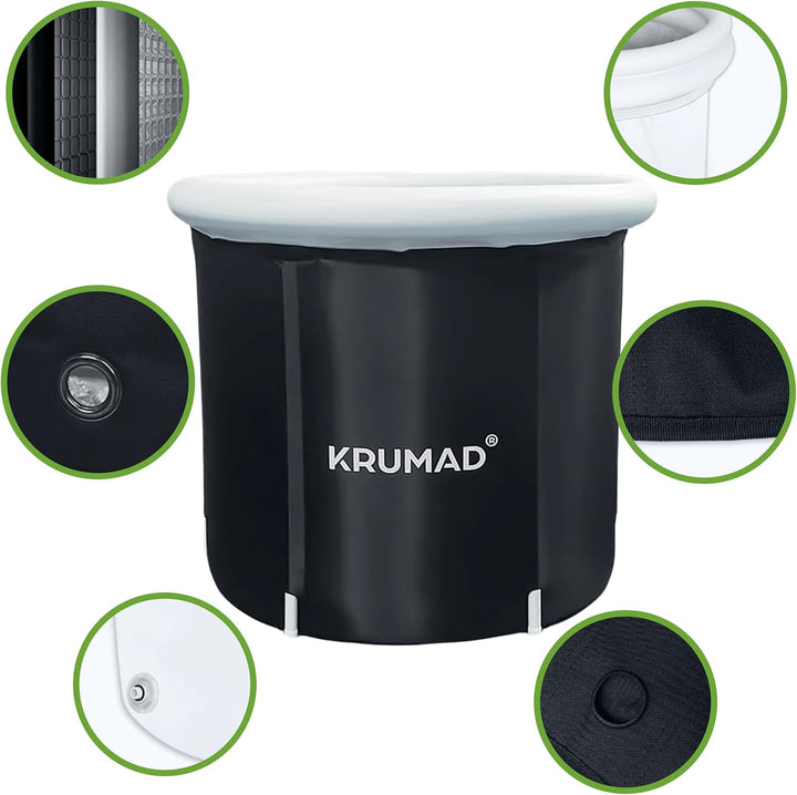 Eistonne 320 L – Faltbare Badewanne Erwachsene – Outdoor Kaltbad Wanne mit Pumpe, Abdeckung, Ventil