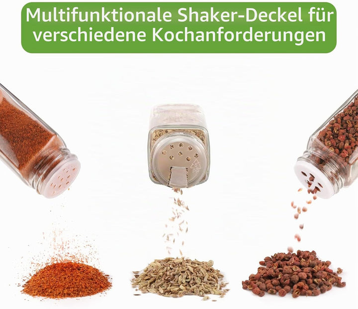 Withosent 12er Set Gewürzgläser Eckig mit Schraubkappe, 120ml Gewürzdosen mit Bambusdeckel, Gewürzst