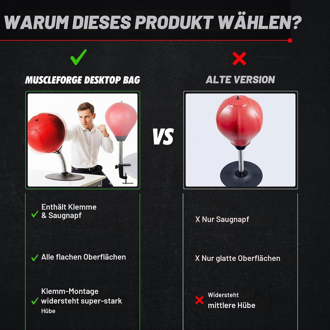 Mini Boxsack für Schreibtisch mit Saugnapf und Tischklemme – Büro Punchingball gegen Stress – Kleine