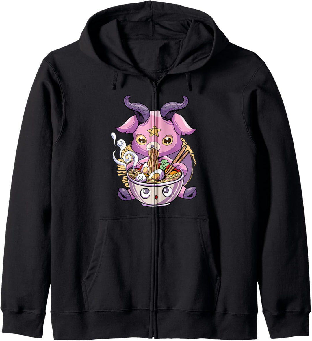 Pastell Goth Baphomet Ramen Nudeln Japan Essen Satanische Kapuzenjacke