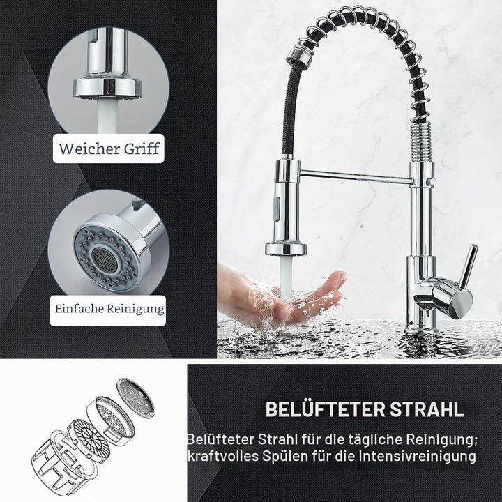 Wasserhahn Küche Chrom Spültischarmatur mit zwei Wassersprühmodi Armatur Küche 360° Schwenkbar Hochd