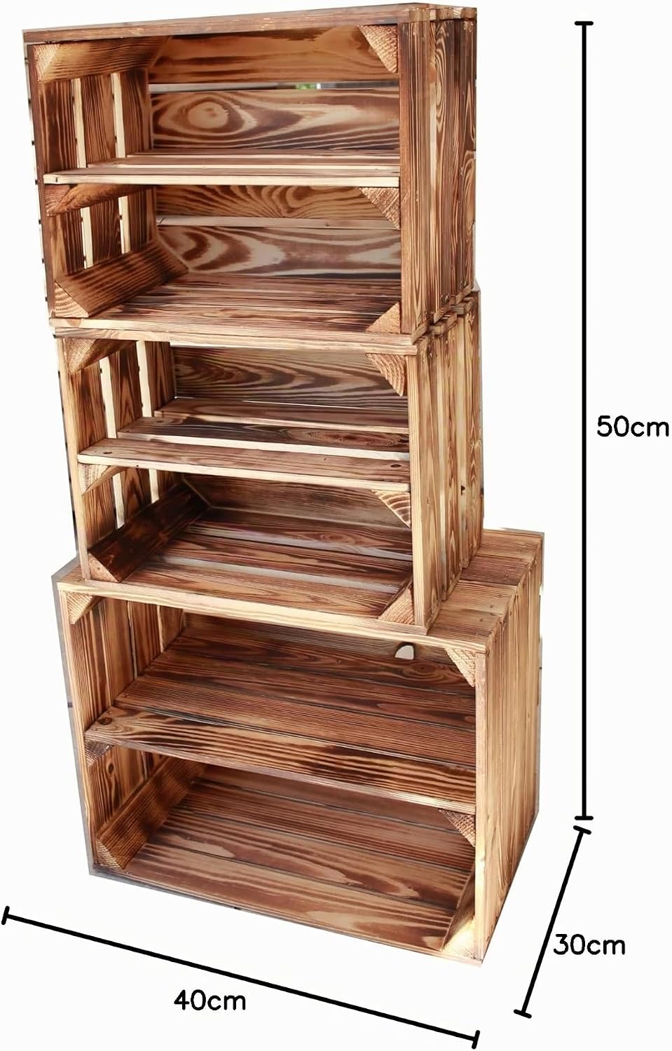 Teramico Vintage Obstkisten Geflammt |Weinkisten &amp; Holzkisten| Ideal für Möbelbau DIY und Dekoration