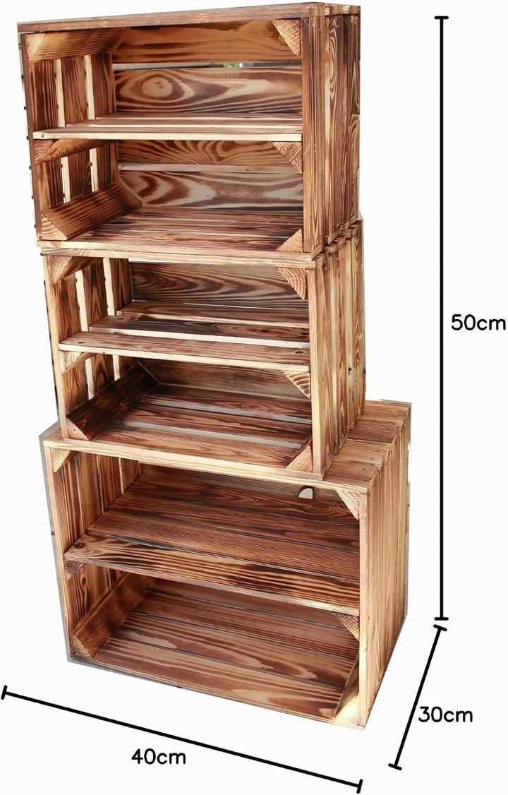 Teramico Vintage Obstkisten Geflammt |Weinkisten &amp; Holzkisten| Ideal für Möbelbau DIY und Dekoration
