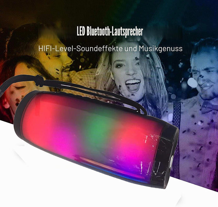Bluetooth-Lautsprecher mit LED-Licht, RGB, wiederaufladbar, 10 W, Lautsprecher, WLAN, Radio (schwarz