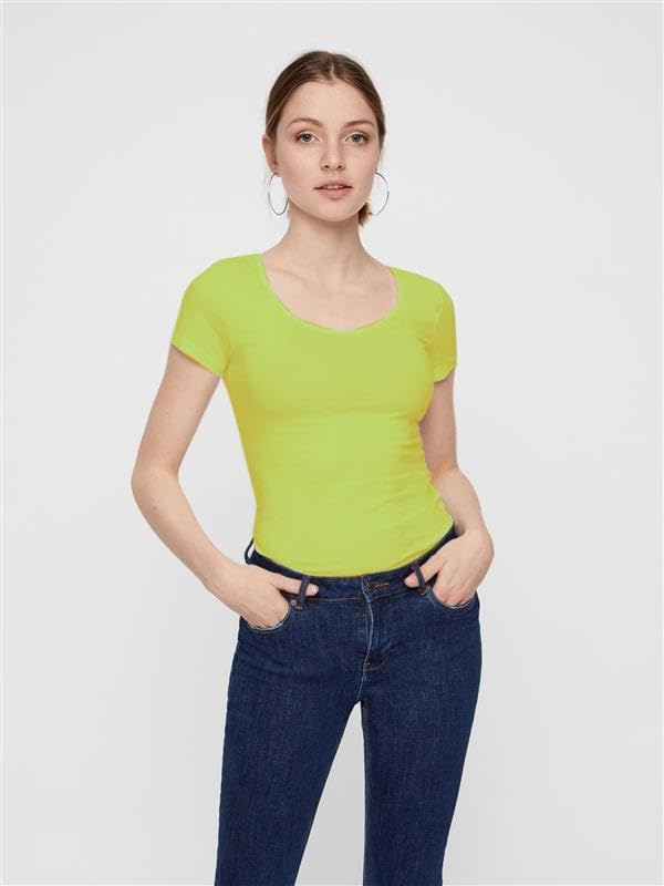 VERO MODA Damen Vmmaxi My Ss Soft U-Neck Noos T-Shirt S 3er Pack (Bright Rose, Wild Lime, Dusty Aqua