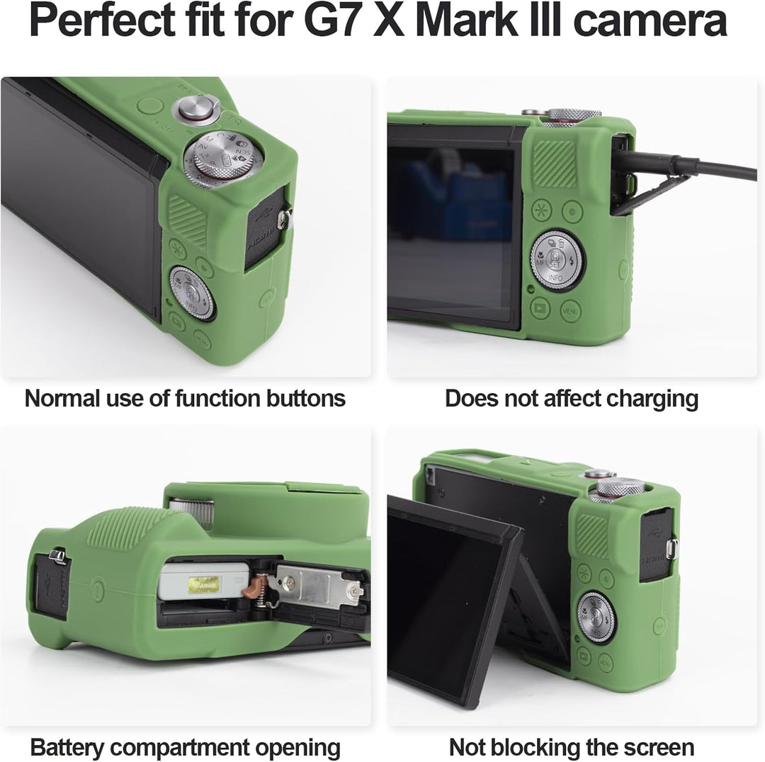 Rieibi Silikon-Schutzhülle für Canon G7X Mark III Hülle, G7X Mark III Zubehör mit 2 Stück Displaysch