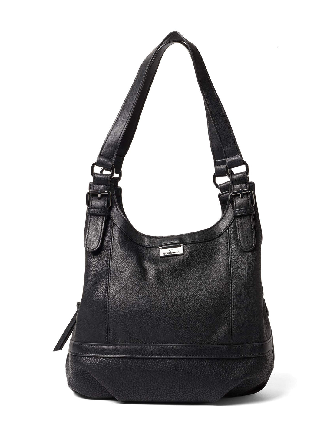 TOM TAILOR bags Juna Damen Shopper Umhängetasche Reissverschluss Klein 31 x 14 x 29 Schwarz, 31 x 14