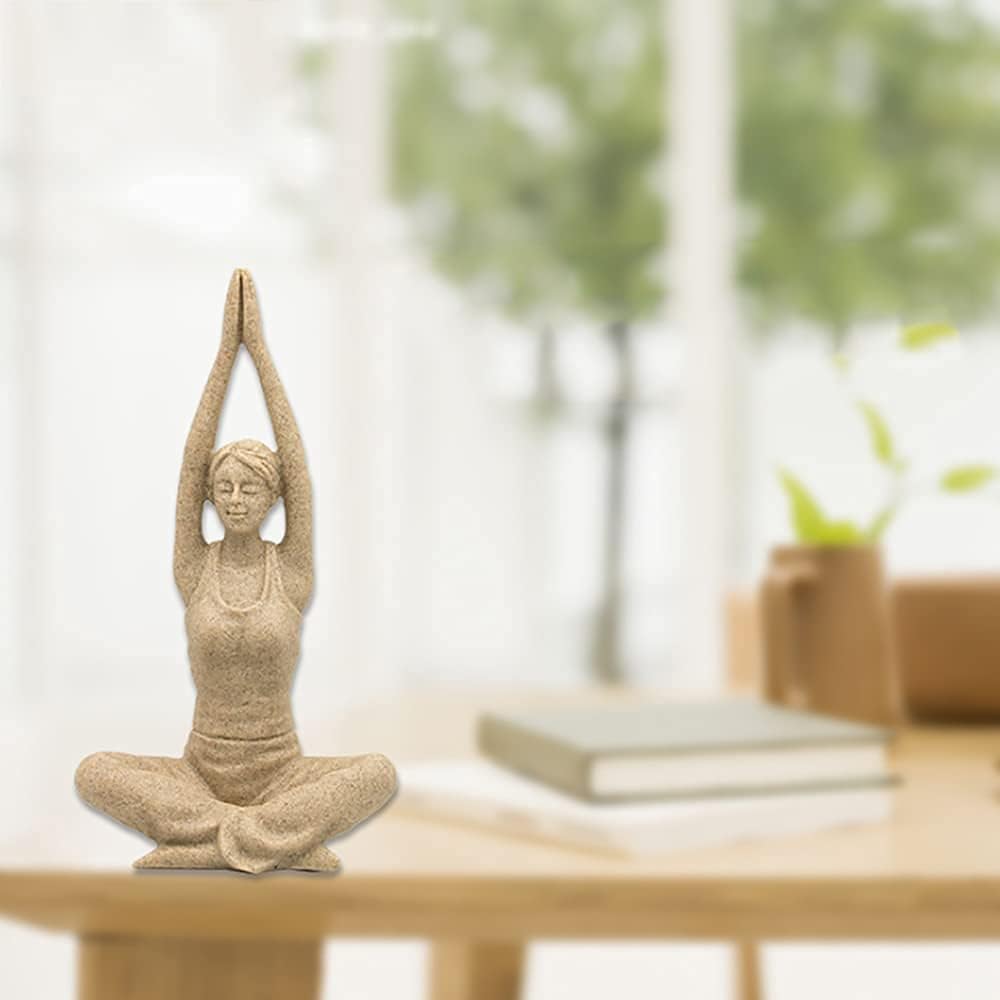 ANCLLO Statuen Skulptur Figuren Statuetten, kreatives Harz Seitwärts Gebet Yoga Mädchen Charakter Fi