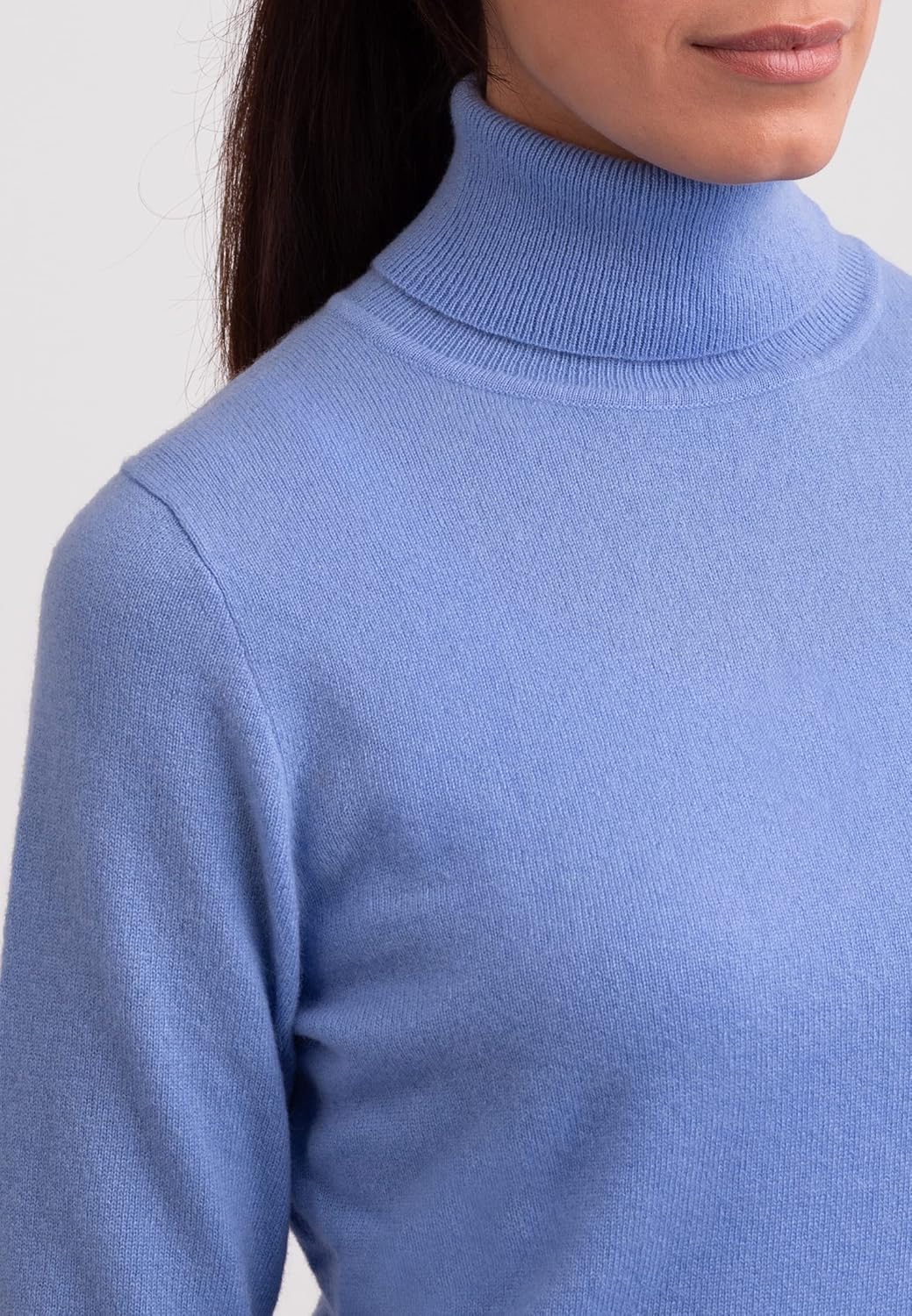 100% Kaschmir Damen Pullover | Sweater Rollkragen 2-fädig XS Hellblau, XS Hellblau
