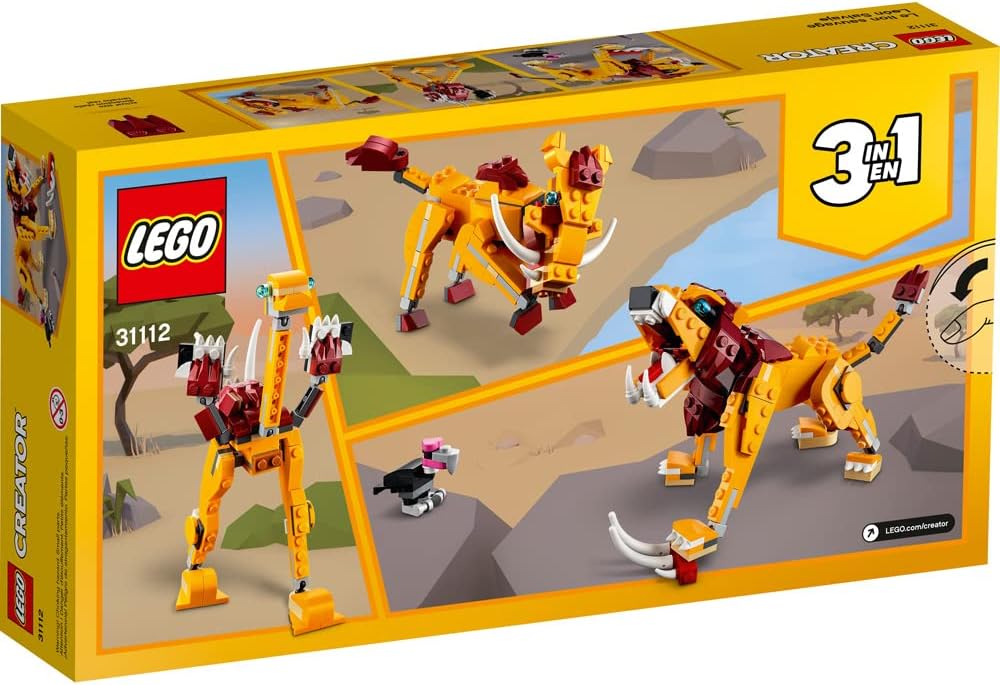 LEGO Creator 3in1 Wild Lion 31112 3in1 Toy Building Kit Featuring Animal Toys for Kids, New 2021 (22