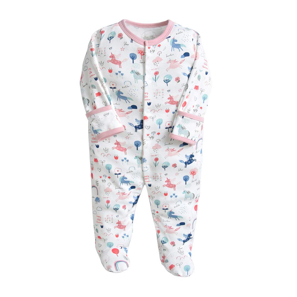 Minizone Baby Schlafanzug Pack of 3, Strampler Langarm Pyjamas Schlafstrampler 6-9 Monate 6-9 Monate