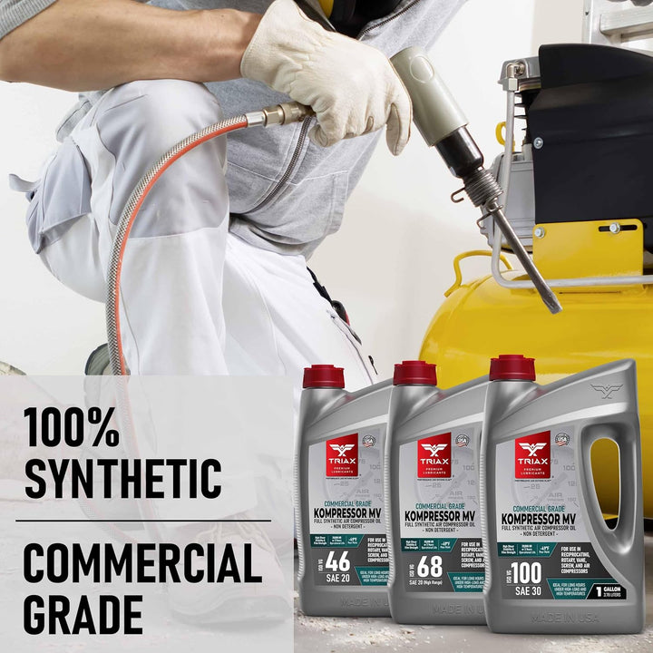 TRIAX Kompressor MV ISO100 (SAE30) – Vollsynthetisches Kompressor‑Öl, Non Detergent – Hohe Temperatu