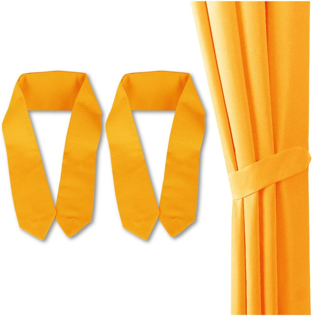 Bestlivings Blickdichte Gardine im 2er Pack mit Schlaufen (140x145 cm/Orange) + 2 Raffhalter, in vie