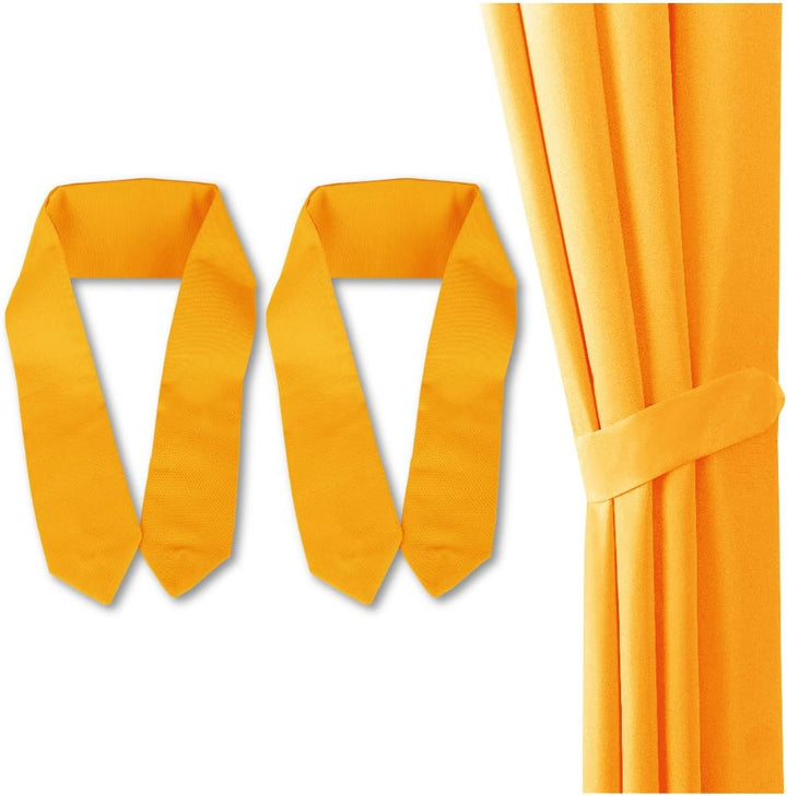 Bestlivings Blickdichte Gardine im 2er Pack mit Schlaufen (140x145 cm/Orange) + 2 Raffhalter, in vie