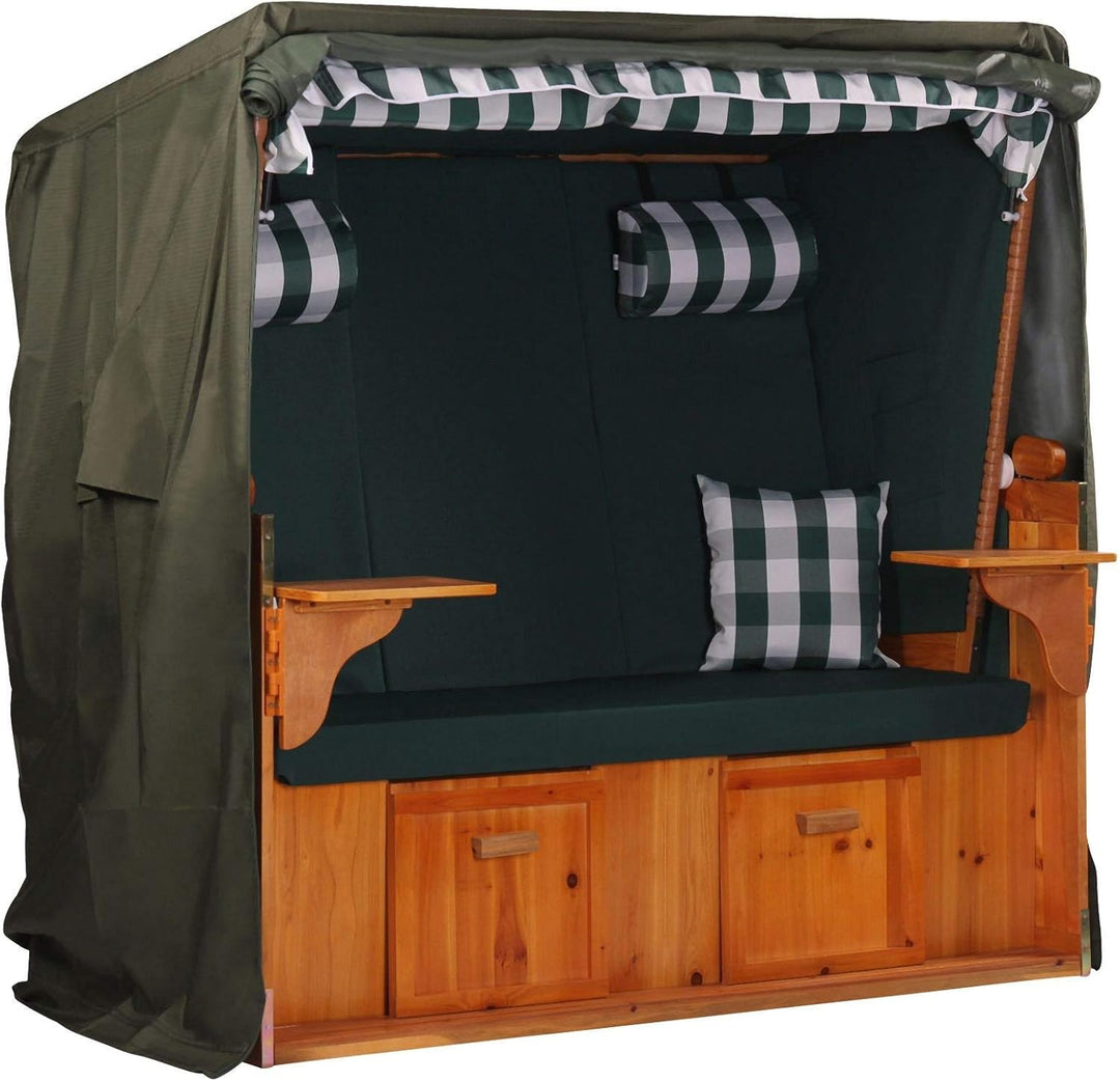 Strandkorb Hanse Schutzhülle Winterfest aus 600 D Oxford Gewebe mit extra flexiblem Klettverschluss,