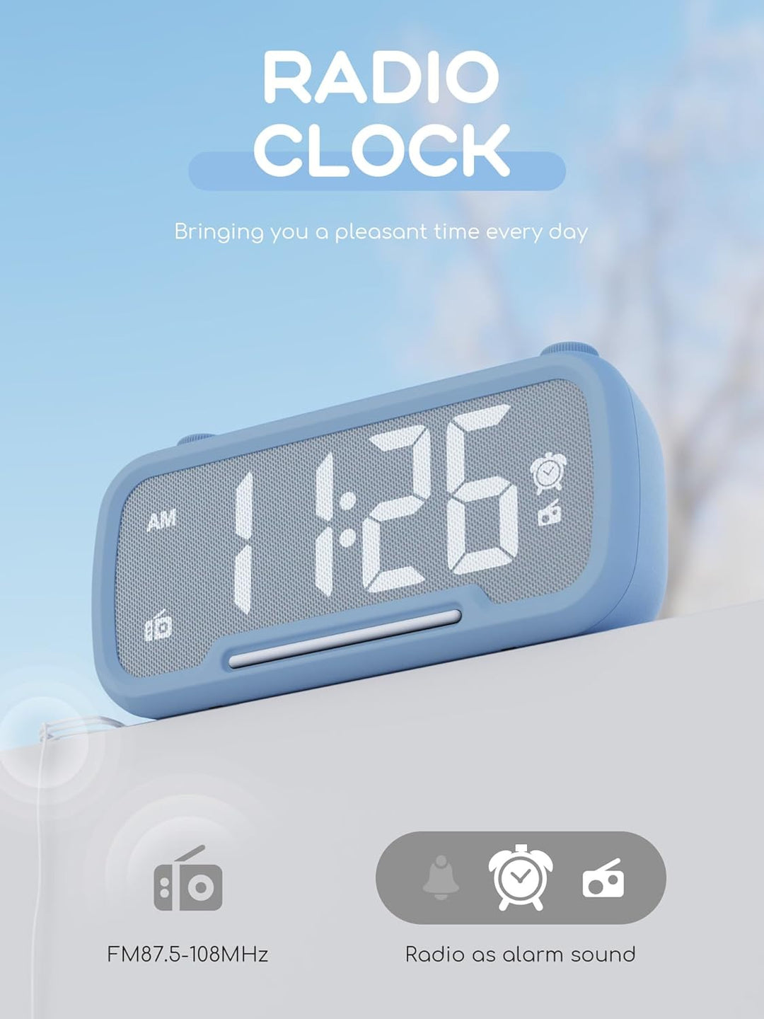 ROCAM Wecker für Schlafzimmer mit Nachtlicht, led Uhr mit FM-Radio, UKW Digitalradio, Küchenradio Ti