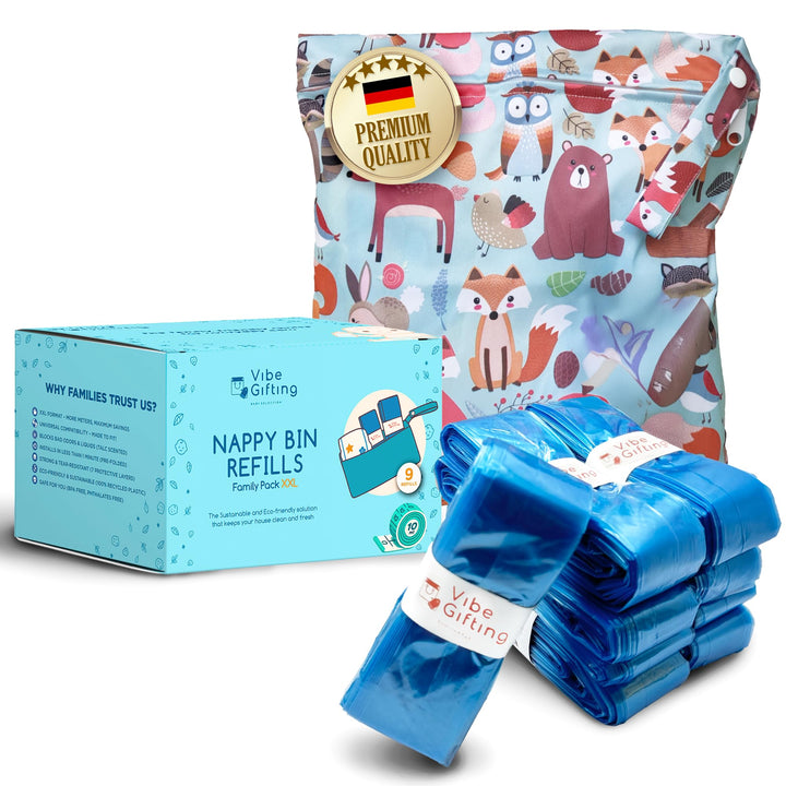 VibeGifting® XXL-Familienpackung – 9 windeleimer nachfüllfolie à 10 m, kompatibel mit Tommee Tippee