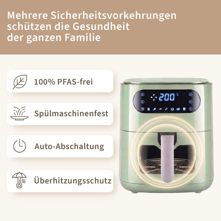 Citybee Airfryer Heissluftfritteuse 6L Sichtfenster - 7 Garprogramme 11 Funktionen Leise Heissluftfr