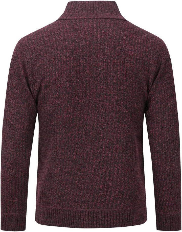 Allthemen Herren Cardigan Grobstrick Reissverschluss Strickjacke mit Stehkragen Winter Pollover Knit