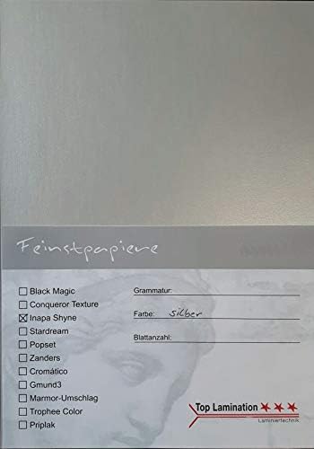 Top Lamination Laminiertechnik Perlmutt-Silber Metallic-Papier 50 Blatt DIN A4 (210 x 297 mm) 120g/m