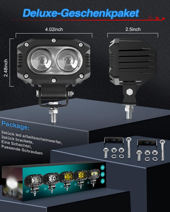 CO LIGHT LED Arbeitsscheinwerfer 12v Led Scheinwerfer 24v Zusatzscheinwerfer auto 4 zoll 2 stück×48W