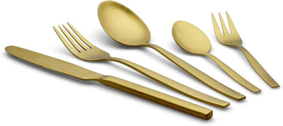 ECHTWERK EW-BS-3075G Tafelbesteck Positano-Gold Edition, 30-teilig, für 6 Personen, Edelstahl 18/10-