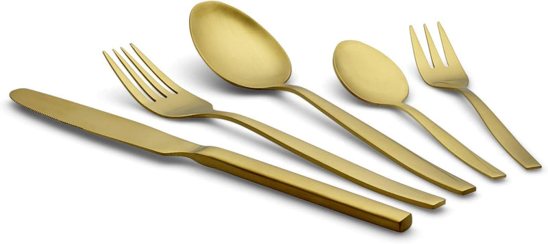 ECHTWERK EW-BS-3075G Tafelbesteck Positano-Gold Edition, 30-teilig, für 6 Personen, Edelstahl 18/10-