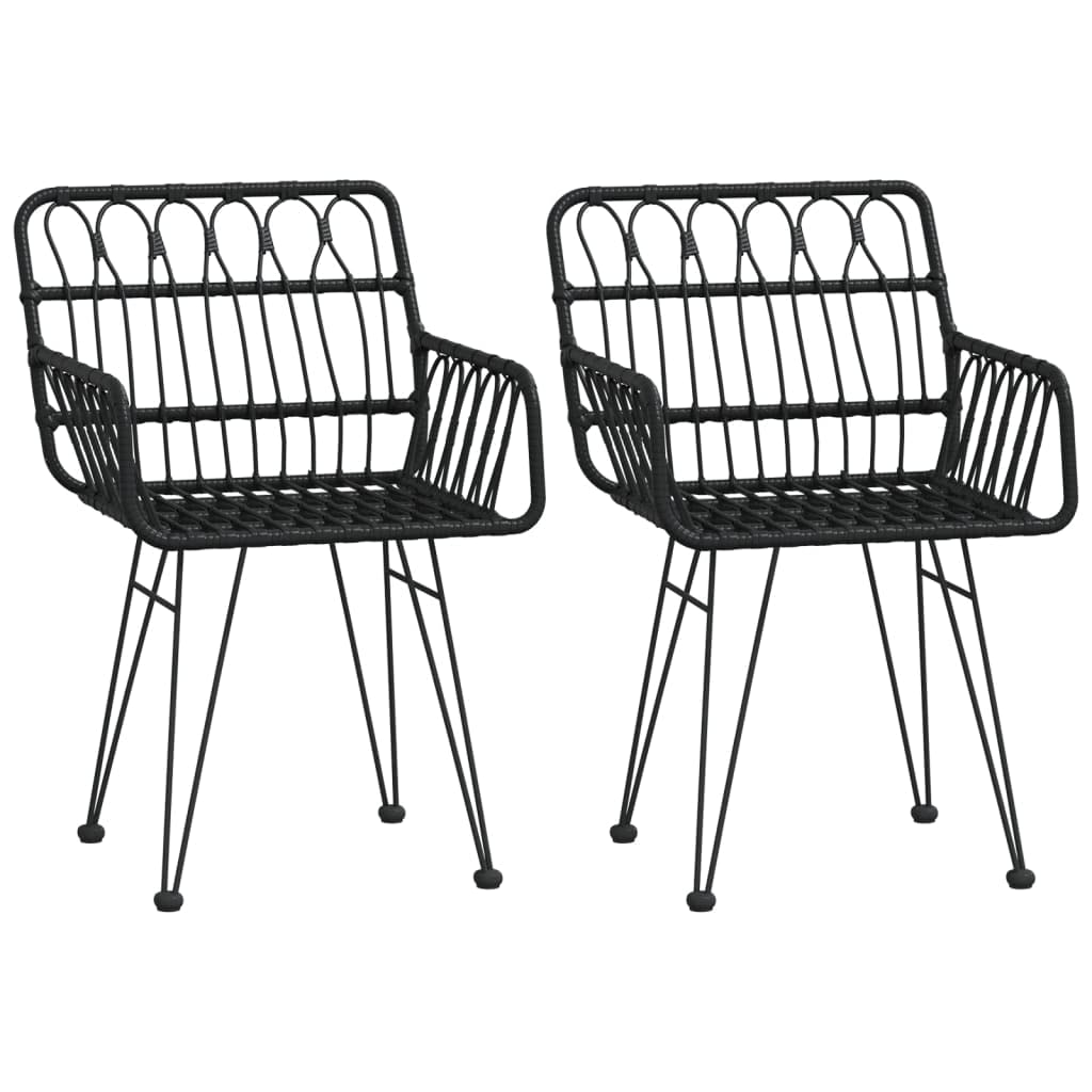 vidaXL Gartenstühle 2 STK. mit Armlehnen Schwarz 56x64x80 cm PE-Rattan, Schwarz