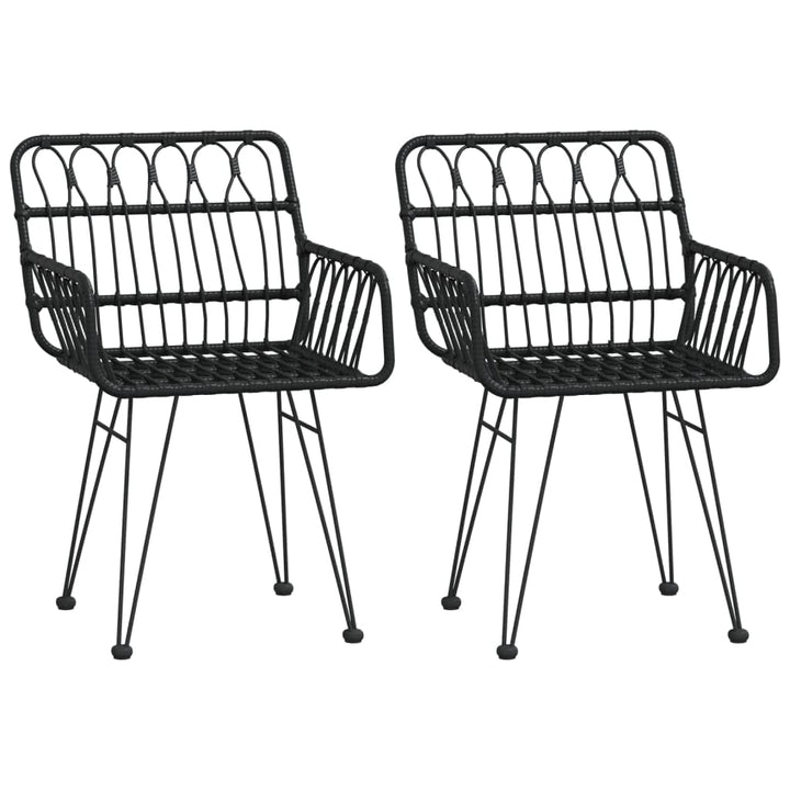 vidaXL Gartenstühle 2 STK. mit Armlehnen Schwarz 56x64x80 cm PE-Rattan, Schwarz