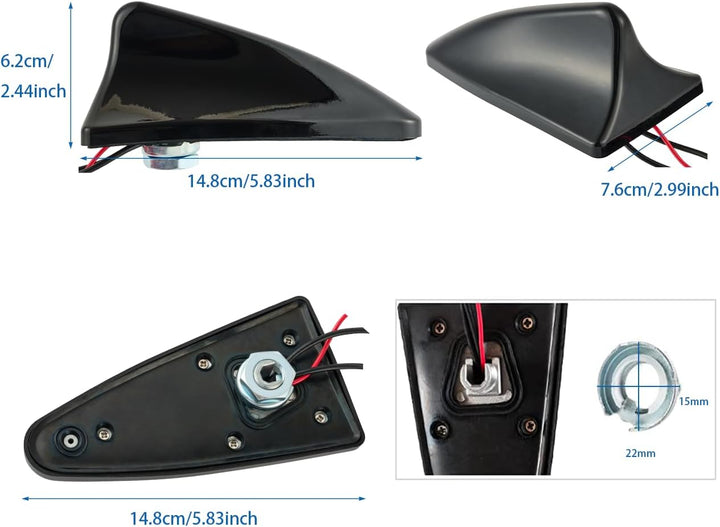 Vecys DAB DAB+ Car Antenna Shark Fin FM/AM Radio Antenna Signal Booster SMA to DIN Plug Connector Ca