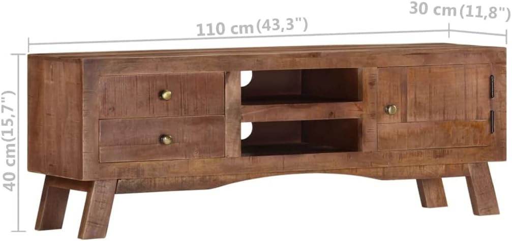 vidaXL Raues Mangoholz TV Schrank Rustikal Lowboard TV Möbel Tisch Board Sideboard Fernsehtisch Fern