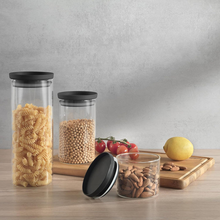 Metaltex Aroma Line Vorratsglas 3er Set – 450/1000/1500ml, robust, stapelbar