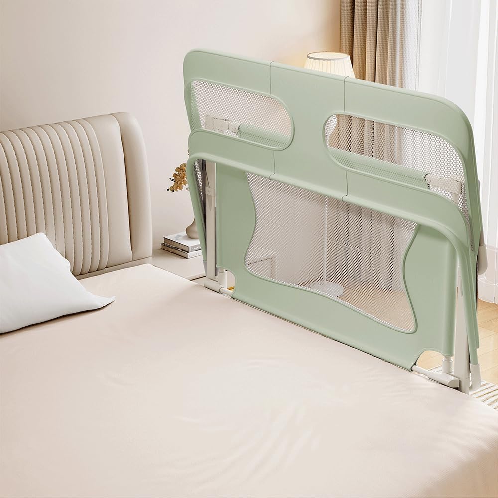 HUOLE Bettschutzgitter mit Verstellbarer Gurte,Rausfallschutz Bett 180° faltbar für Boxspringbett, B