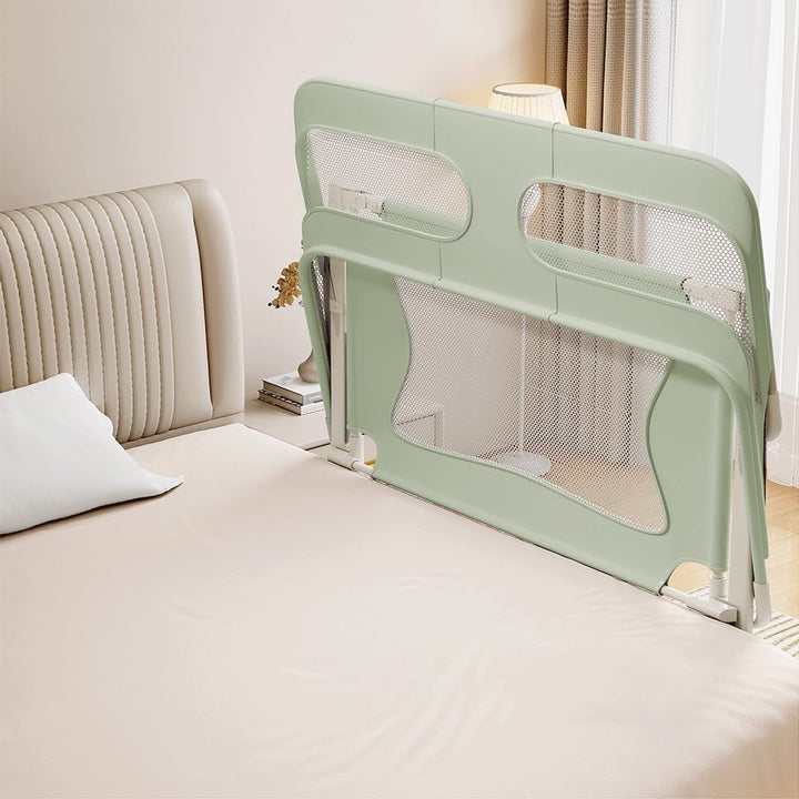 HUOLE Bettschutzgitter mit Verstellbarer Gurte,Rausfallschutz Bett 180° faltbar für Boxspringbett, B