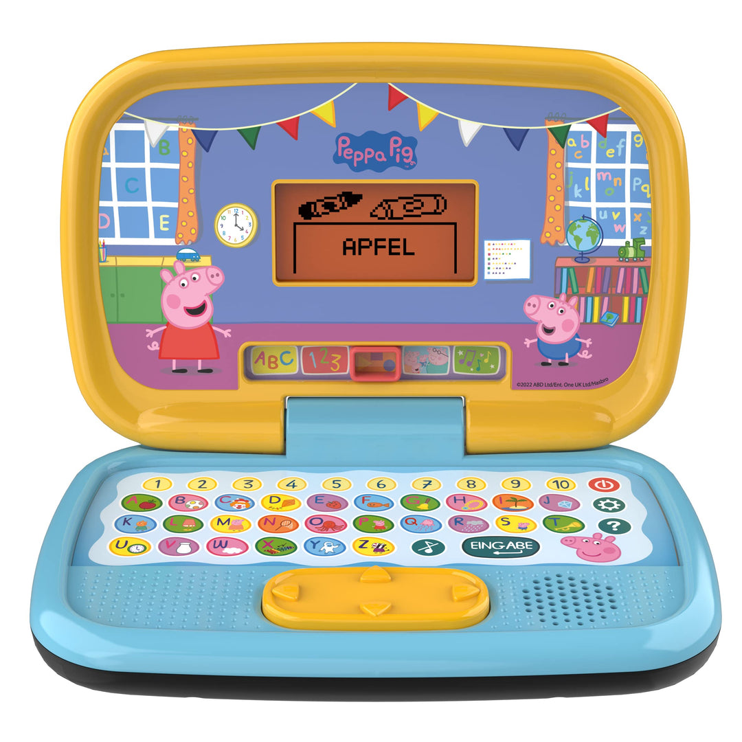 VTech Peppas Lernlaptop – Lerncomputer mit ABC-Tastatur und verschiedenen Lerninhalten mit den Theme