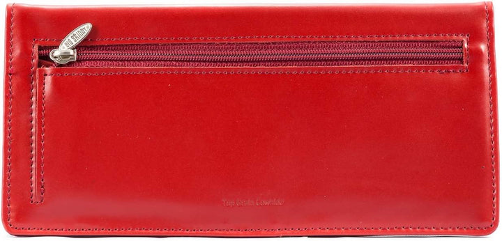 Big Skinny Damen Executive Leder Bi-Fold Scheckbuch Slim Wallet für bis zu 40 Karten Rot, Rot