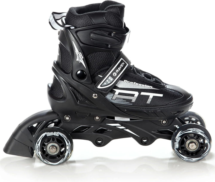4in1 Inlineskates/Triskates/Rollschuhe/Schlittschuhe Raven Profession Schwarz 35-39(23cm-25,5cm), Sc