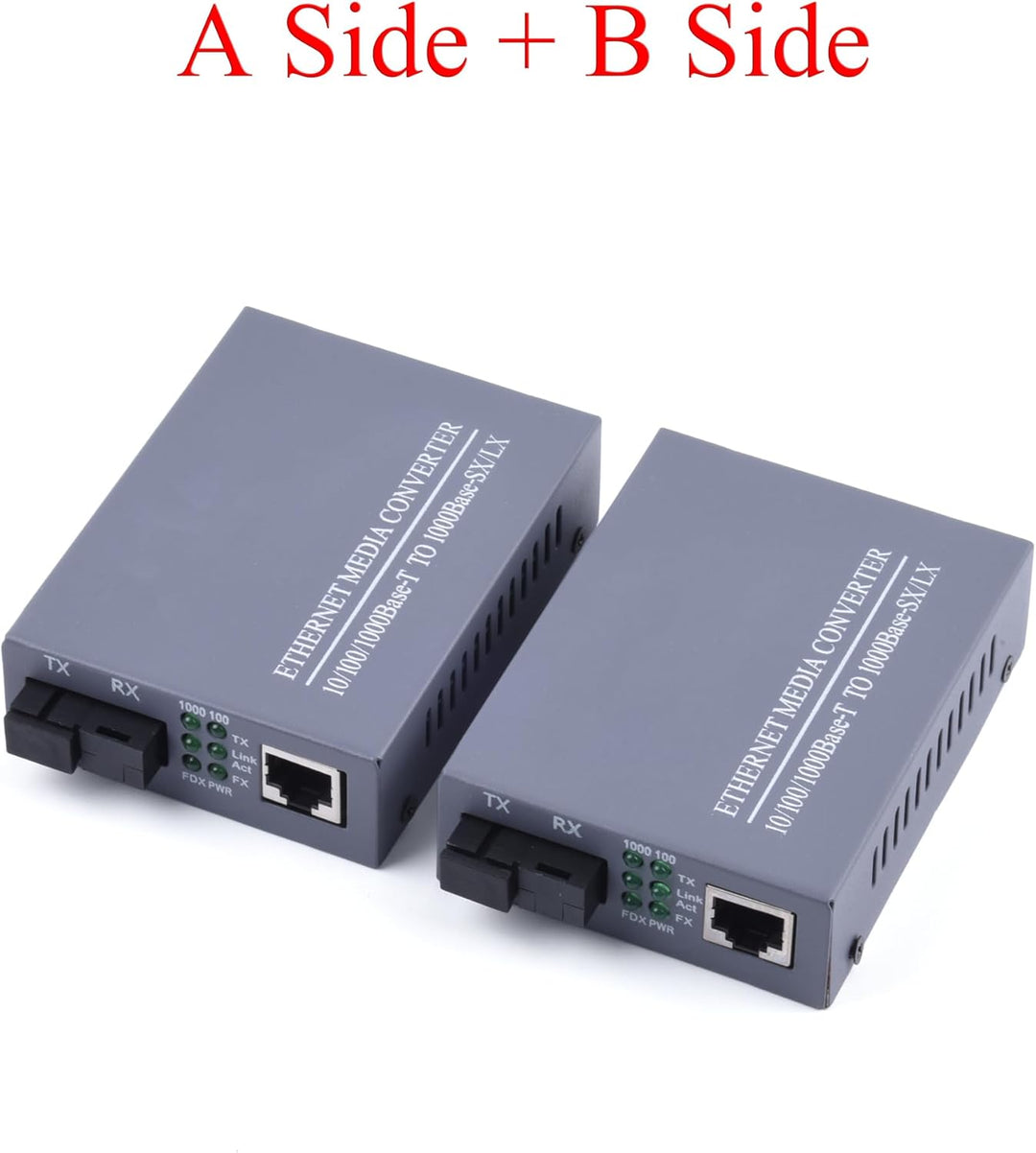2 Stück 1.25 Gigabit Ethernet Medienkonverter Glasfaser Singlemode, SC Single Fibre Transceiver 10/1